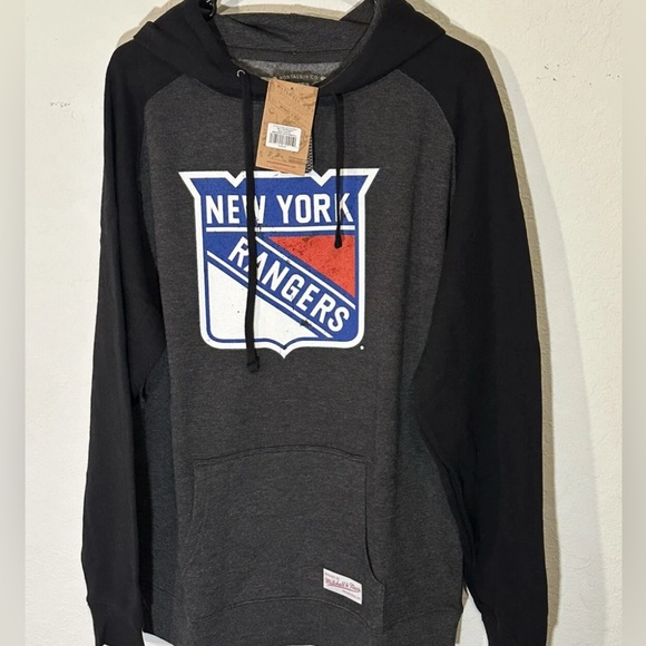 Mitchell & Ness Other - Mitchell & Ness Men’s Large Lg New York Rangers Logo Pullover Hoodie Black NWT